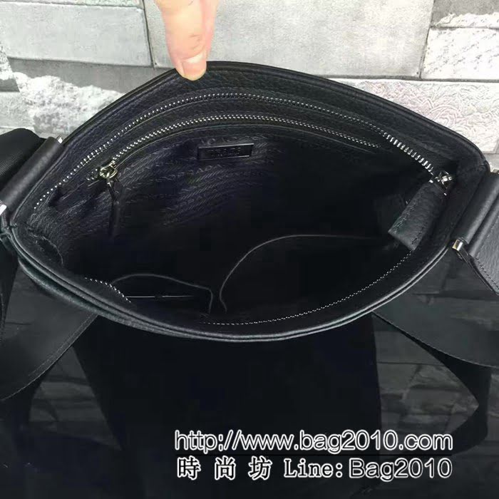 普拉達PRADA原單 最新款0016藍色 原版荔枝紋單肩斜挎包 官網同步PHY1166